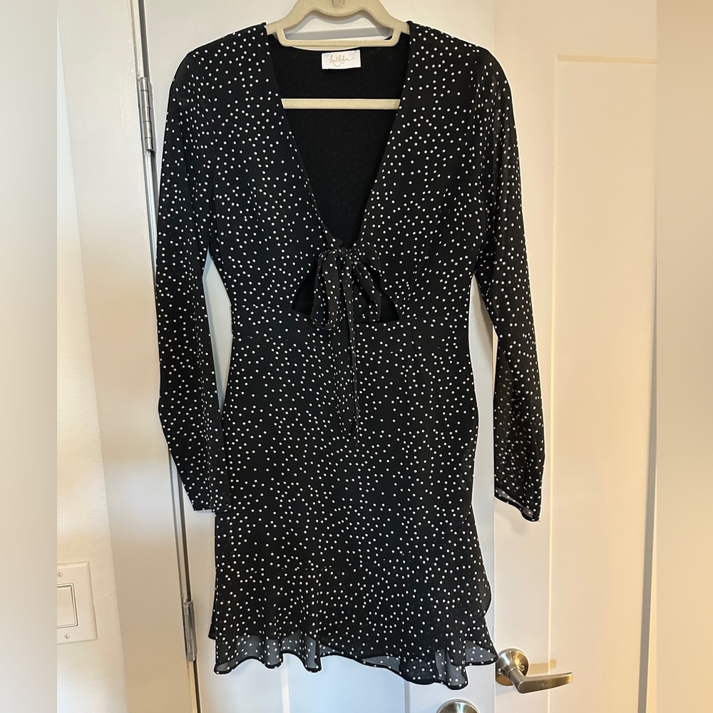 Hallelu Polka Dot Long Sleeve Mini Dress